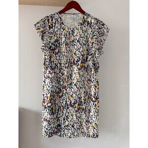 Derek Lam 10 Crosby Womens Sz 6 White Yellow Shift Dress Ruffle Sleeve Polka dot